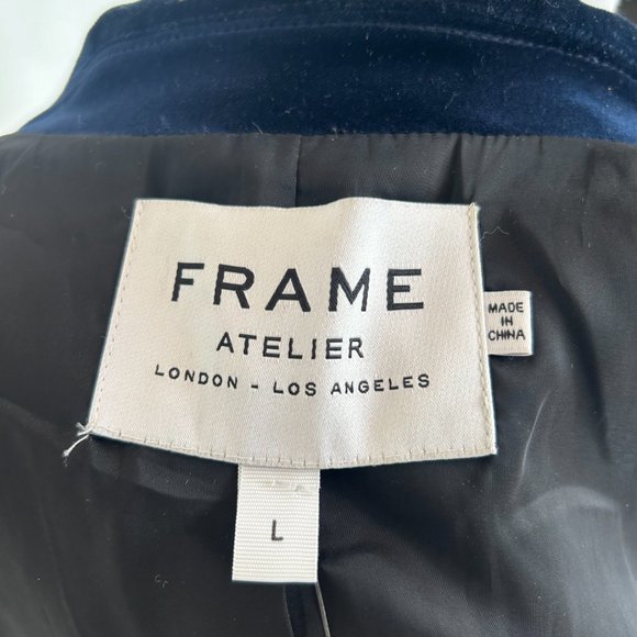 FRAME ATELIER Navy Velvet Blazer in Size L - Picture 7 of 8